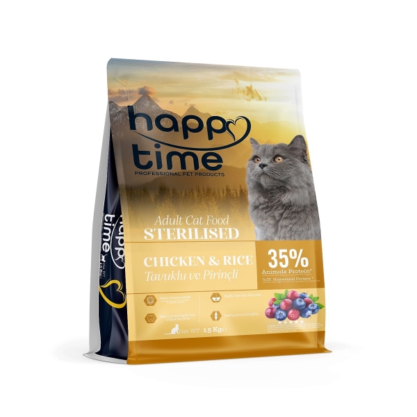 HAPPY TİME STERİLİSED TAVUKLU KEDİ MAMASI 1.5 KG